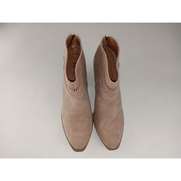 Qupid Women's Sand Beige 3" heels pump Zipper Up Ankle Boots size 10 - Picture 2 of 10
